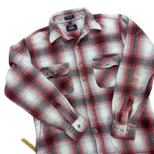 Dickies plaid flannel button up shirt 90s 1990s vintage 100% COTTON